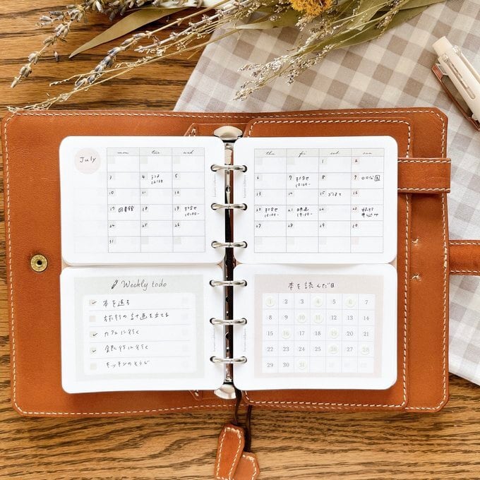 はんぶんこリフィル下半分用】ミニ6サイズ/カレンダー型トラッカー