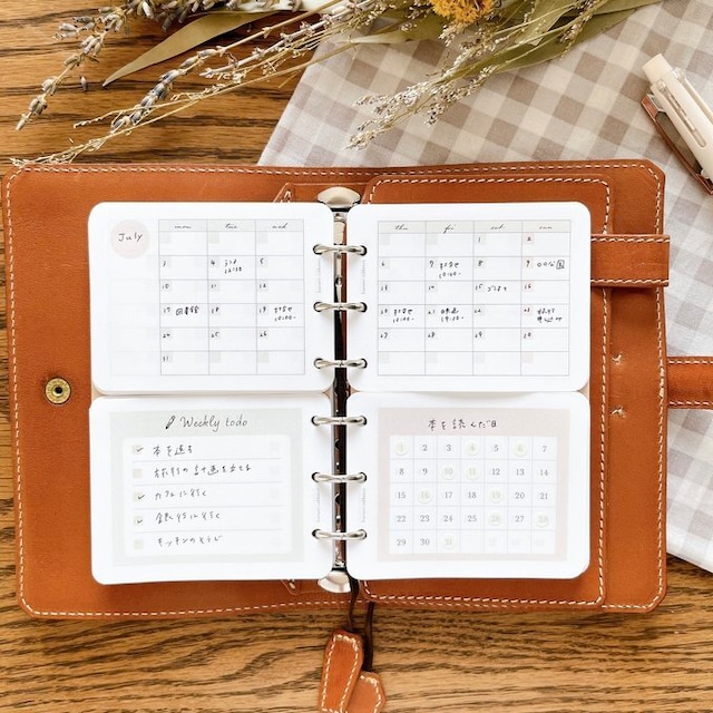 【はんぶんこリフィル下半分用】ミニ6サイズ/カレンダー型トラッカー