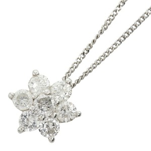 Pt850 プラチナ ダイヤモンド ダイヤ0.50ct スノーモチーフ 雪 結晶 星 ペンダント ネックレス レディース 【中古】
