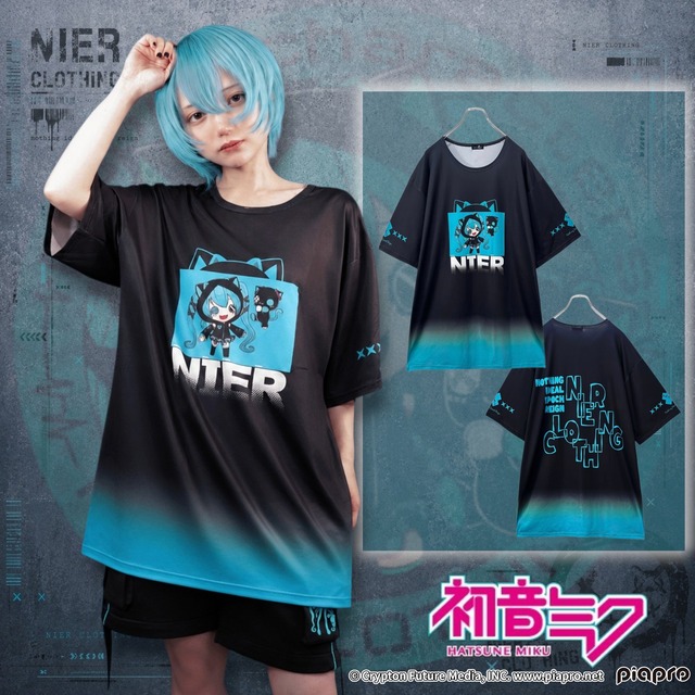 初音ミク×シエル GRADATION HALF SLEEVE CUTSEW☆缶バッジ2個付き