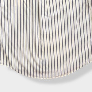 【NAUTICA】ストライプシャツ 長袖シャツ 刺繍ロゴ ワンポイント コットン ボタンダウン カジュアルシャツ ライトイエロー XL ビッグシルエット ノーティカ US古着