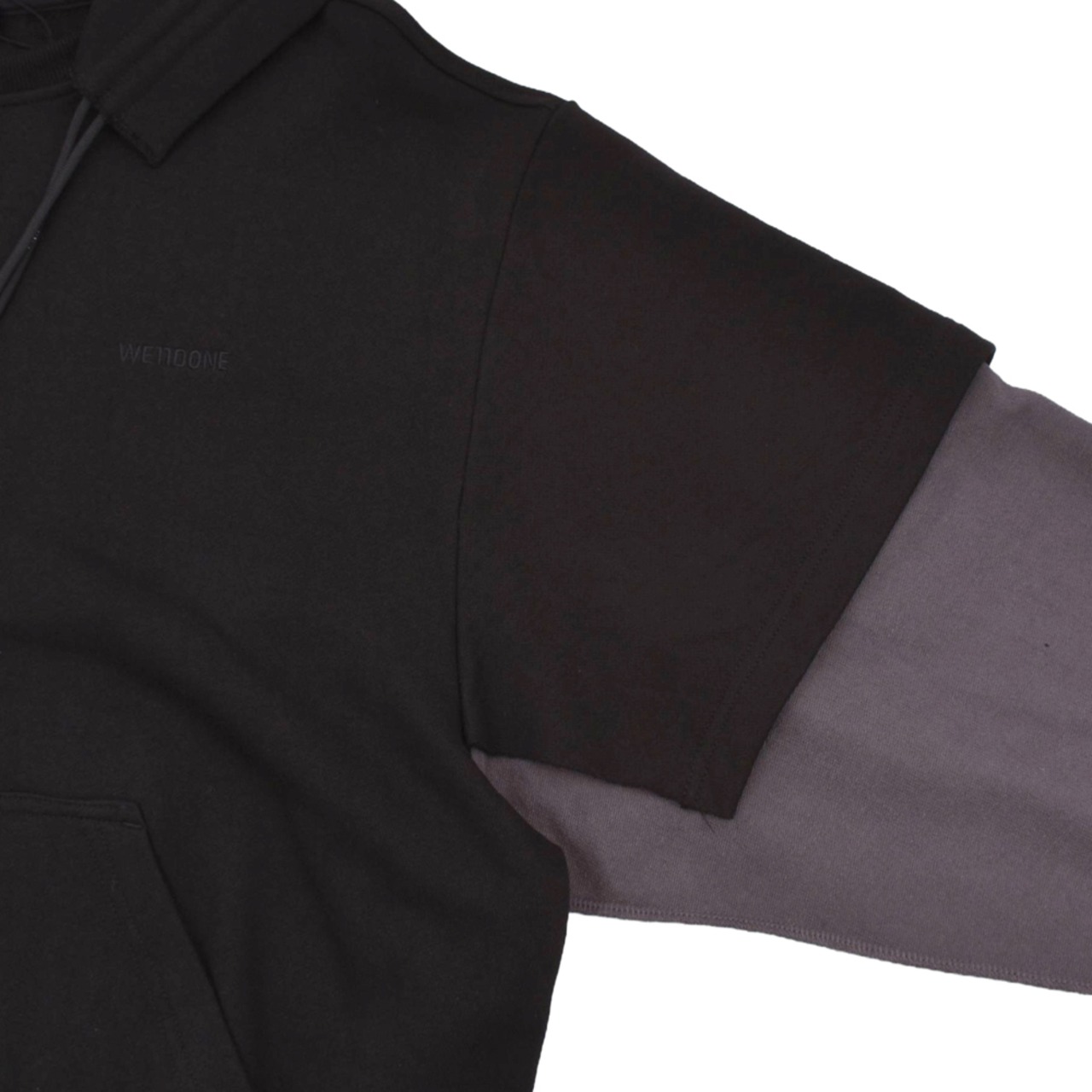 【WE11DONE】BLACK LAYERED DOUBLE STRING HOODIE - 7