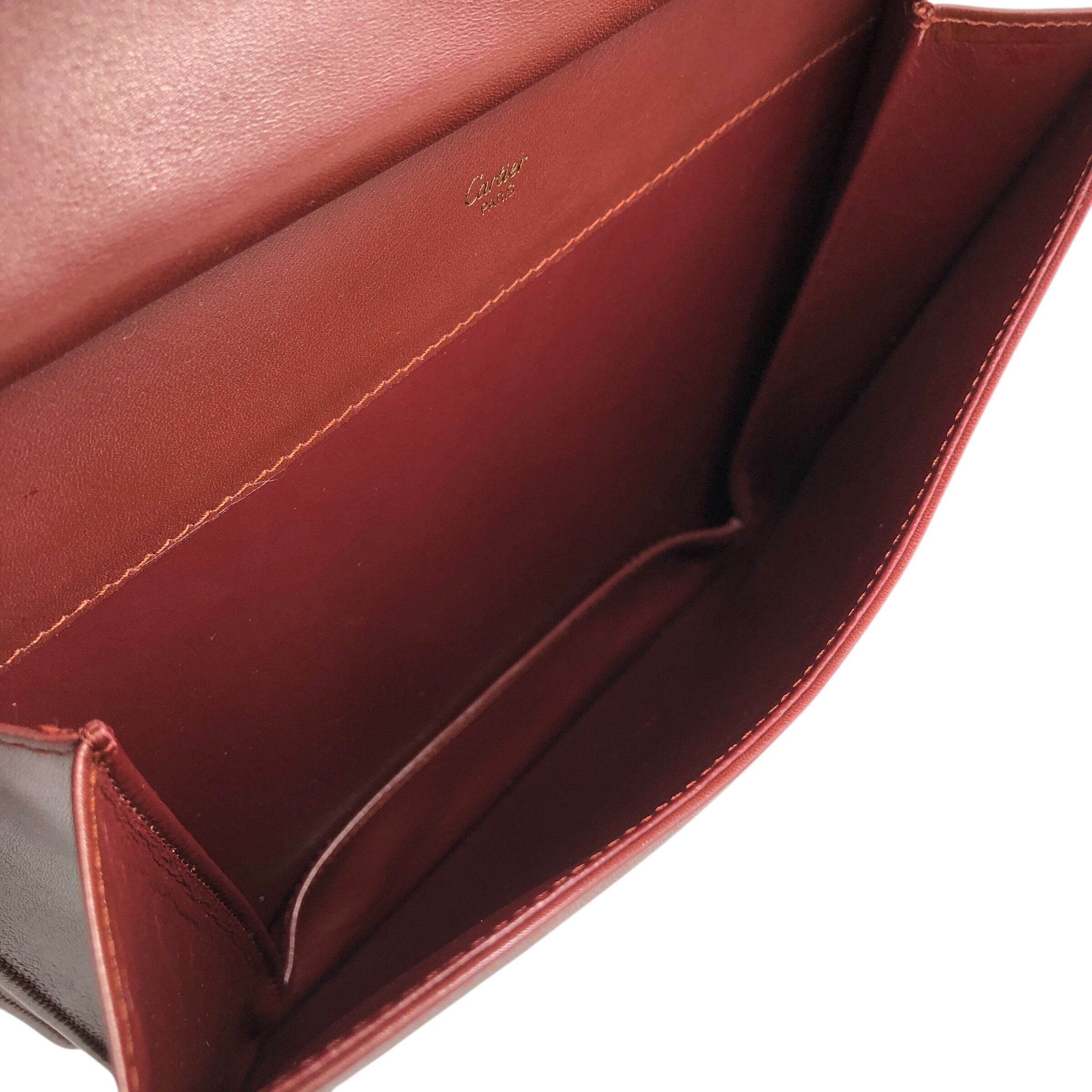 Cartier カルティエ ショルダーバッグ ボルドー ロゴ レザー フラップ