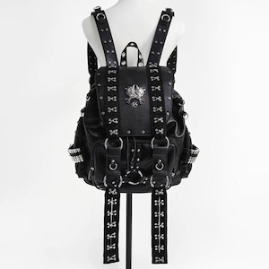バレットスタッズベルトPUパンクバックパック(lli_7420)