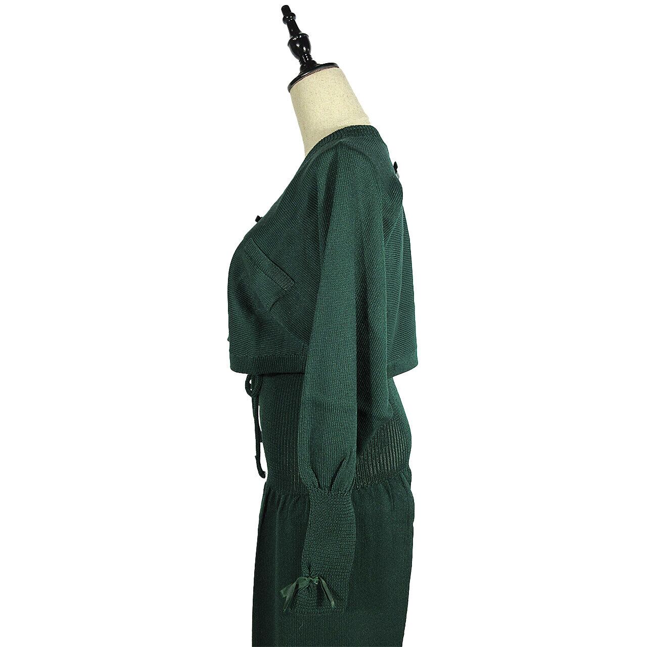 トップス Ribbon knit top / GREEN 625 dark green ribbon tops / ダークグリーン リボン トップス