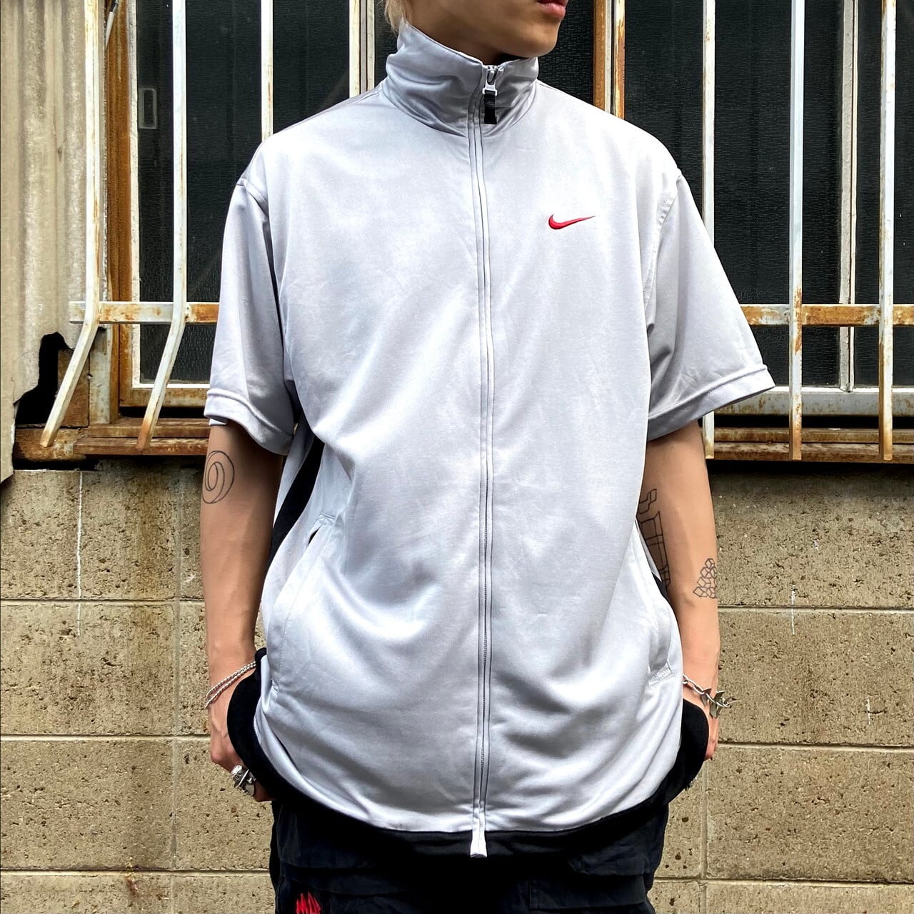 90年代 NIKE ナイキ スウォッシュロゴ刺繍 ビッグロゴ 半袖 トラック 