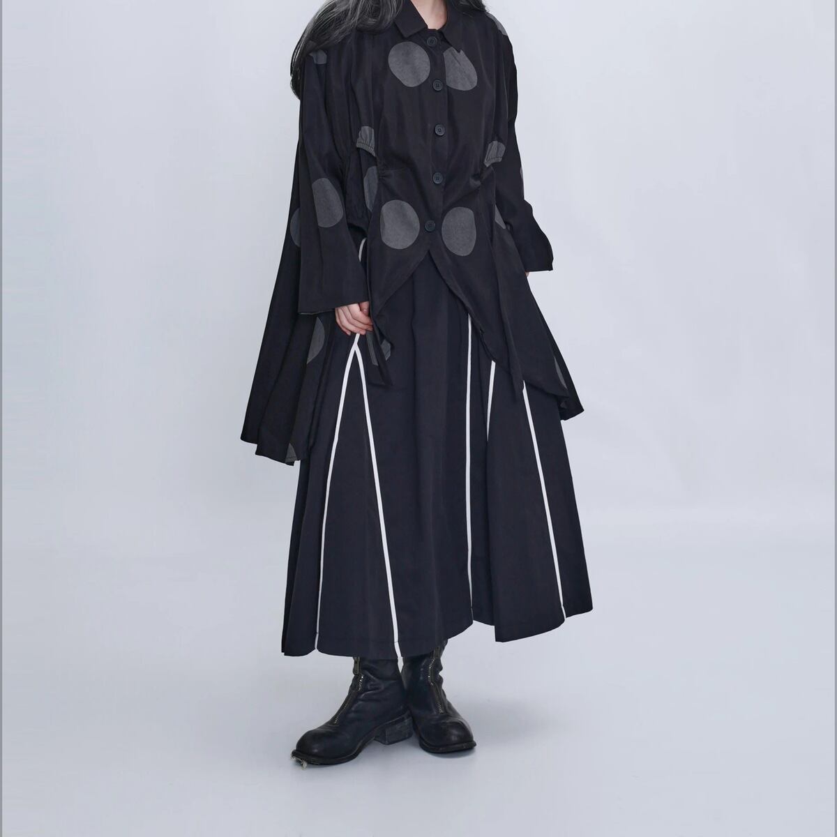 ビッグドット アシンメトリーヘム シャツジャケット 1color BL0633