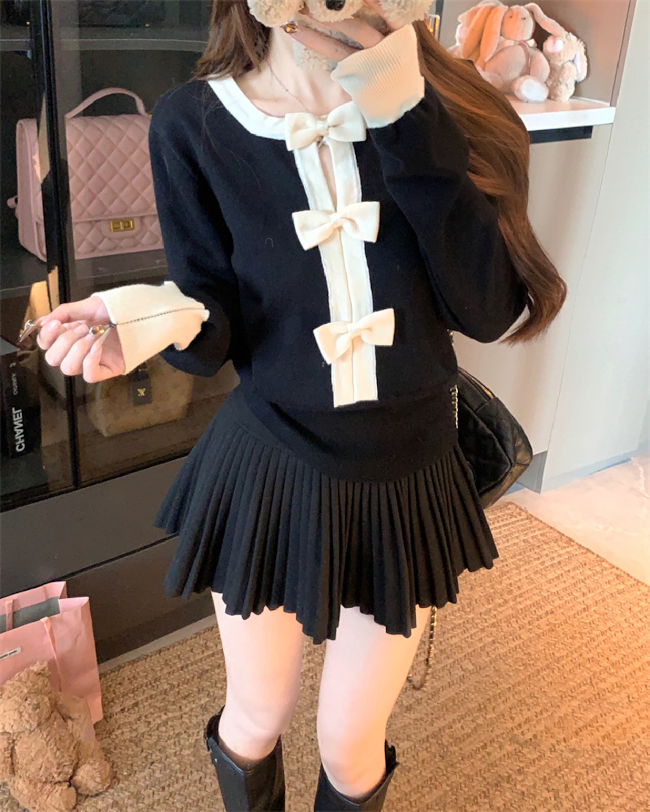 リボンモチーフニットセーター LK1777