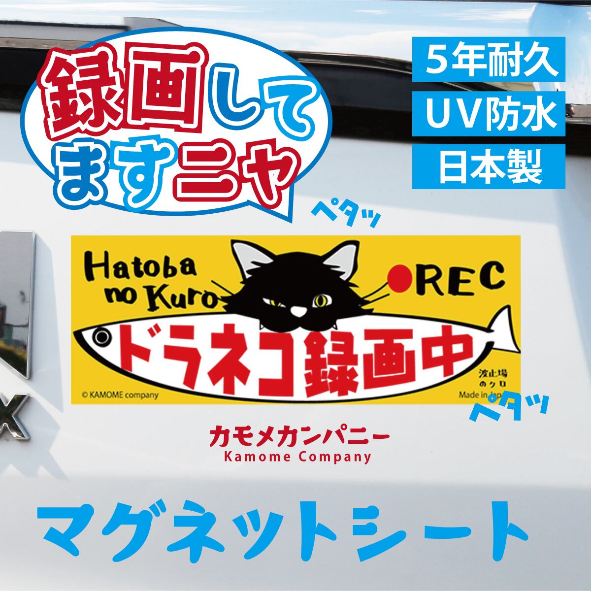 公式] 波止場のクロ ドラネコ録画中 何度も貼れる！再剥離ステッカー