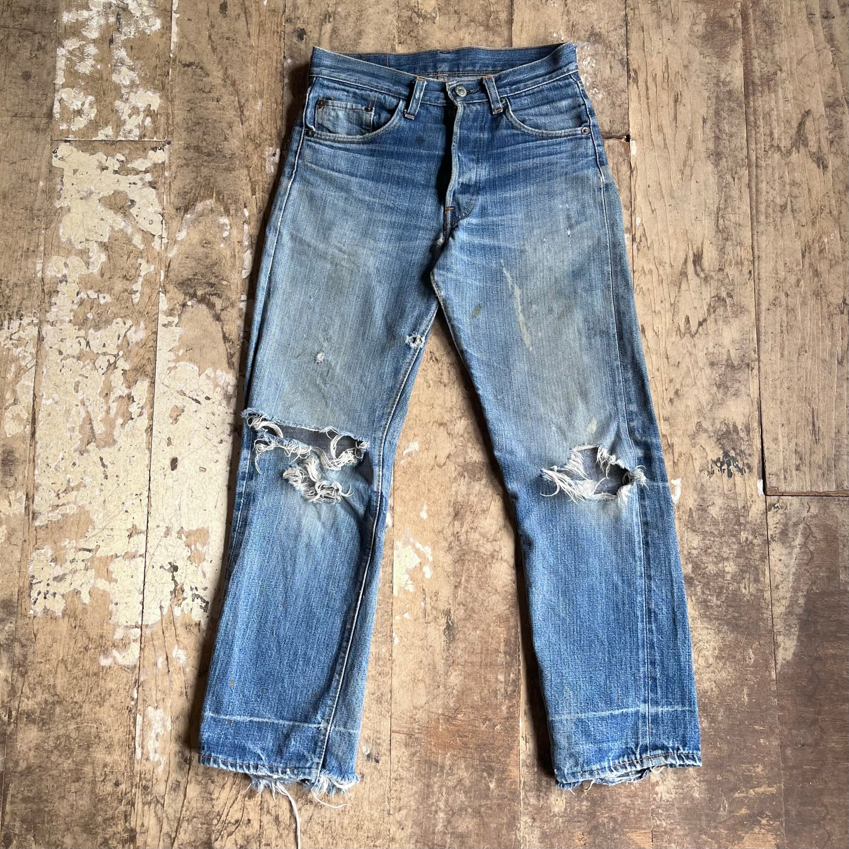 73' Levi's 501 66前期 赤耳 BORO 実寸【W27 L27】 | LITTLE GO
