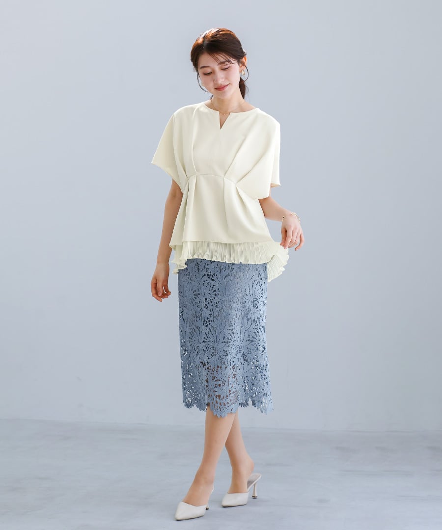 SALE 20％OFF】【 多機能すぎるブラウス 】ダブルピケ・裾シフォン