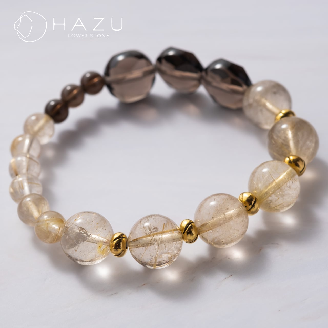 金運＆貯蓄UPのルチルブレス［ルチルクォーツ／スモーキークォーツ  