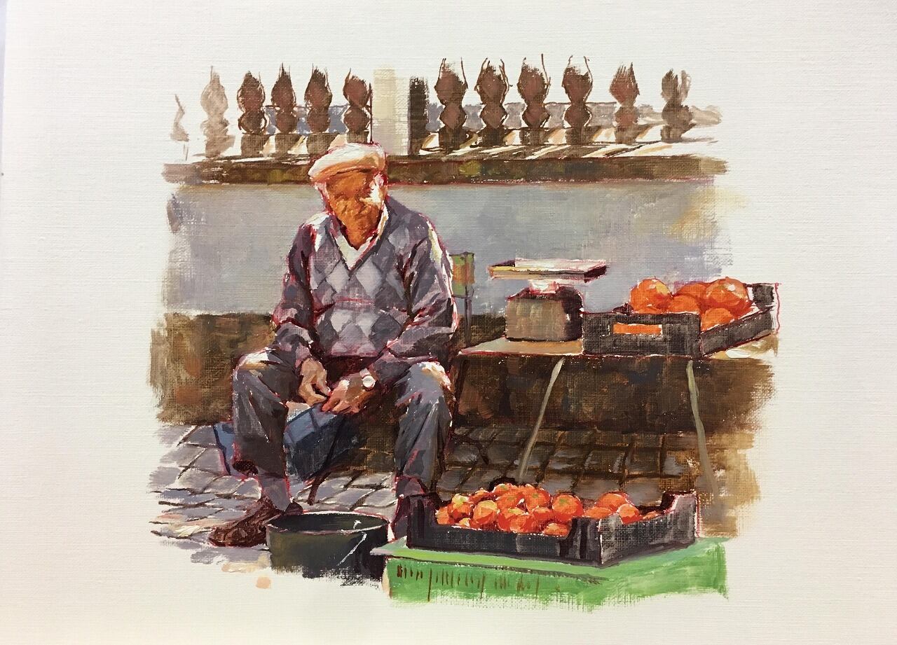 トマト売りのスケッチ