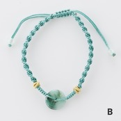 翡翠と紐の色合いが絶妙！ heki紐ブレスレット グリーン A貨翡翠 jd_br1082