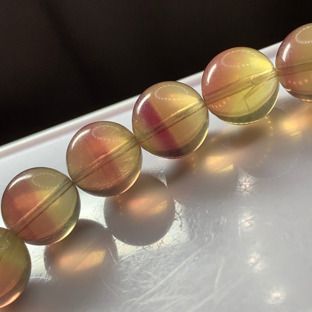 イエロー×パープル×ブラウン☆フローライトブレスレット