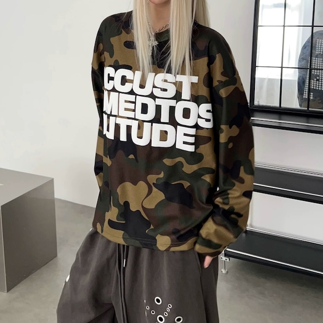カモフラビッグレタリングロングスリーブTシャツ 1col R02818