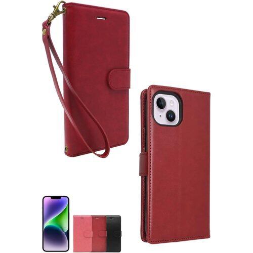 シズカウィル iPhone 14 用 手帳型 ケース カバー グレイスケース ストラップ付き ストラップホール カージナルレッド 1個入り 1530