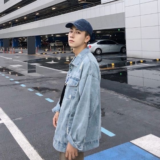 全2色 デニムジャケット 和風 プリント カジュアル B系 メンズ