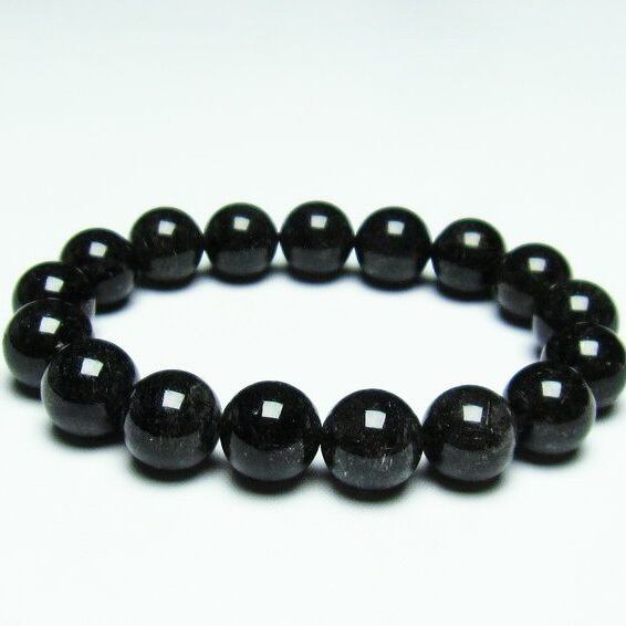ブラックルチルクォーツ ブレスレット 12mm トルマリンインクォーツ トルマリンクォーツ 黒針 ブレス 一点物 メール便可 [M便 1/10] 111-20060