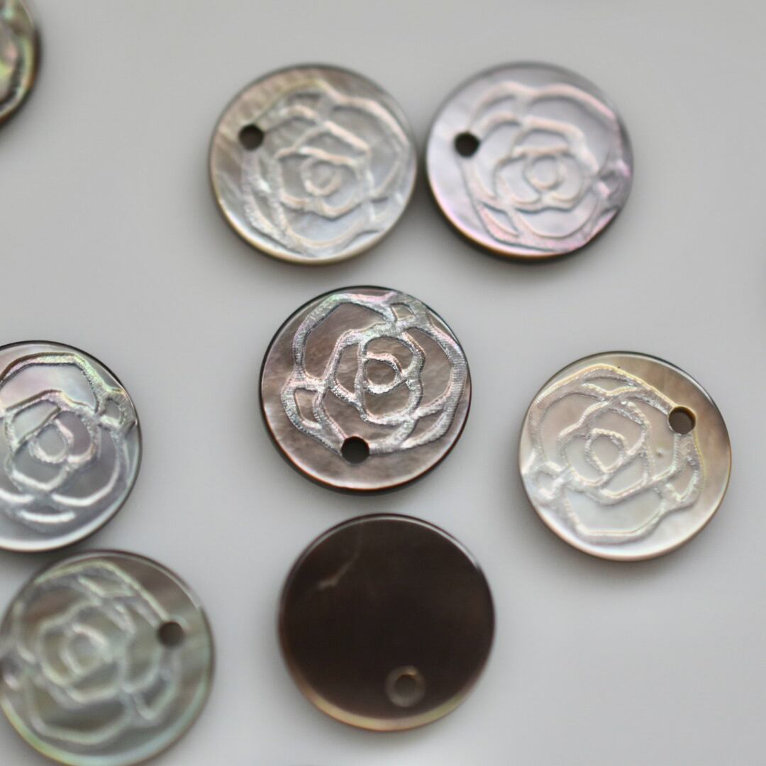 『ビンテージチャーム』日本 黒蝶貝 6個 10㎜ C-10