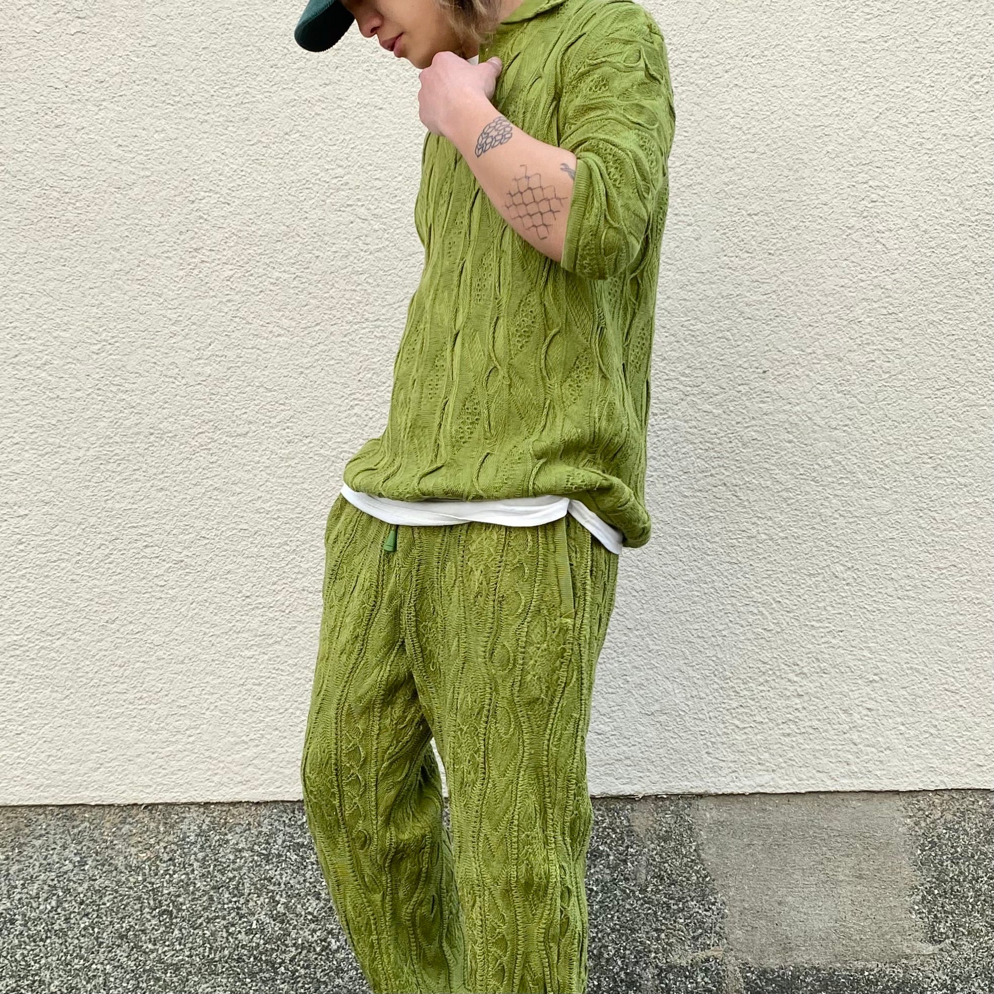Set Up Coogi クージー 3dニット 半袖 コットン ニットポロシャツ フレアニットパンツ レディースxl メンズm L相当 古着 セットアップ ライムグリーン 黄緑色 ニットセーター Sa24 Ss27 Cave 古着屋 公式 古着通販サイト Set Up Coogi クージー 3dニット 半袖 コットン ニットポロシャツ フレアニットパンツ レディースxl メンズm L相当 古着 セットアップ ライムグリーン 黄緑色 ニットセーター Sa24 Ss27 Cave 古着屋 公式 古着通販サイト