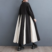 バイカラー プリーツ ロングワンピース 00068