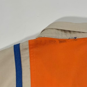 8916 BANKRAKYAT オレンジ ブルー縦線 半袖シャツ L