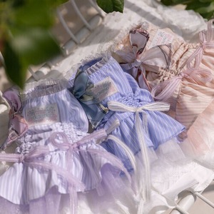 M.L/即納【LOLOKONG】Adelia Santorini cruise stripe dress  (3colar)