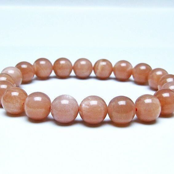 オレンジムーンストーン ブレスレット 10mm 一点物 メール便可 [M便 1/10] 111-48513