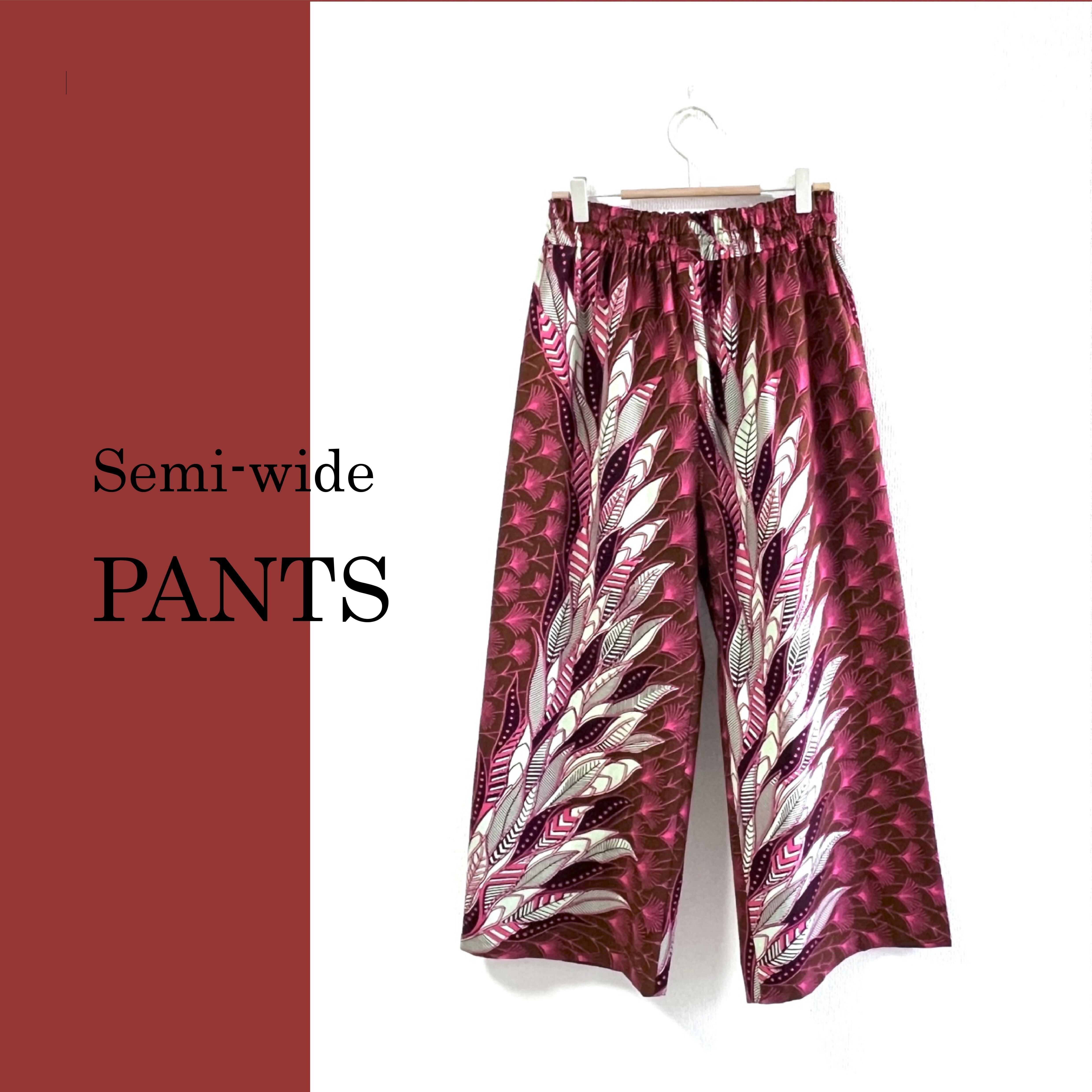 セミワイドパンツ/フリーサイズ/アフリカンプリント(sw-18)