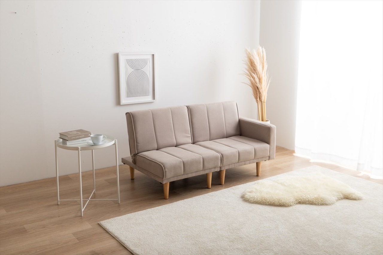 【幅130cm】Sourire リクライニング式コンパクトソファベッド