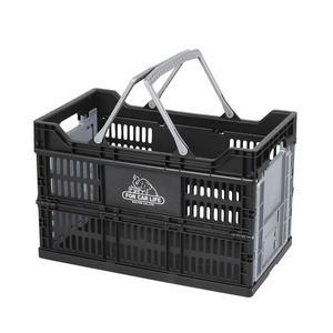 【特価処分】ダルトン(Dulton) フォールディング ショッピング バスケット 30L ブラック/シルバー FOR CAR LIFE バイカラー 折りたためる かご 持ち運び自由 軽量 高さ31cm 幅48cm 奥行28cm V22-0505BK/SV