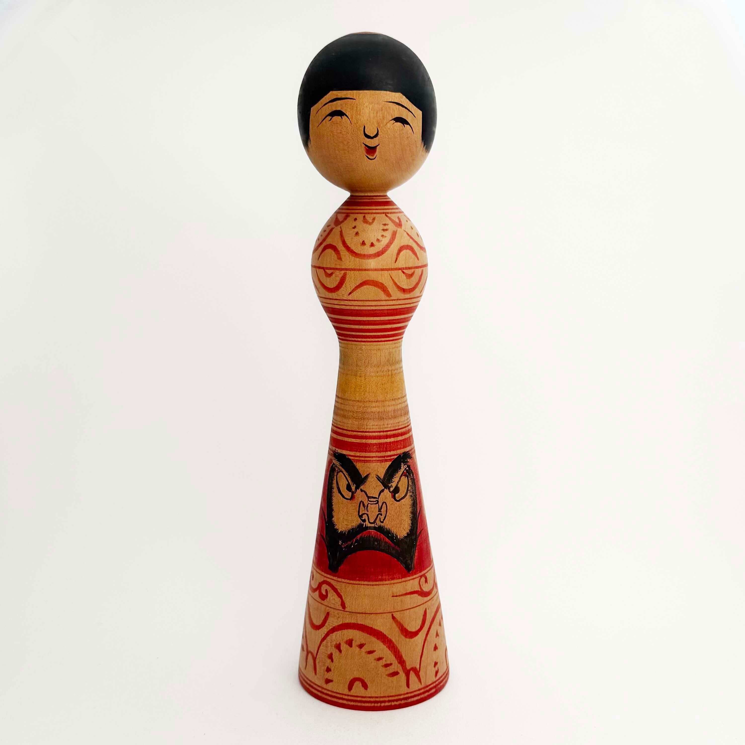 だるま柄こけし（津軽系始祖 / 盛秀太郎工人）31cm C