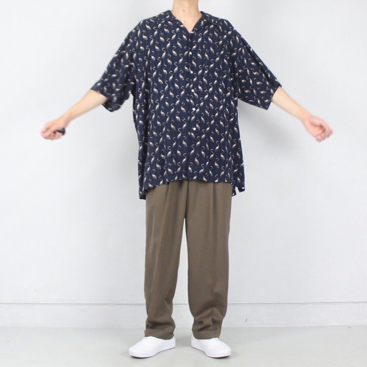 Polo by Ralph Lauren S/S 100%レーヨン フラミンゴ 総柄オープン 