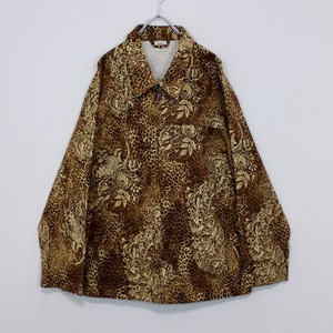 【Caka act2】Leopard × Botanical Pattern Vintage Loose L/S Shirt