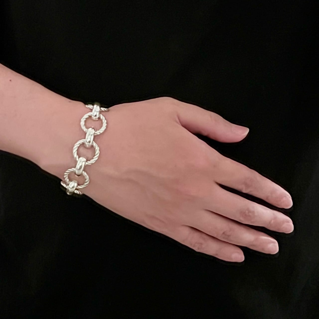 VINTAGE TIFFANY & CO. Twist Circle Link Bracelet Sterling Silver