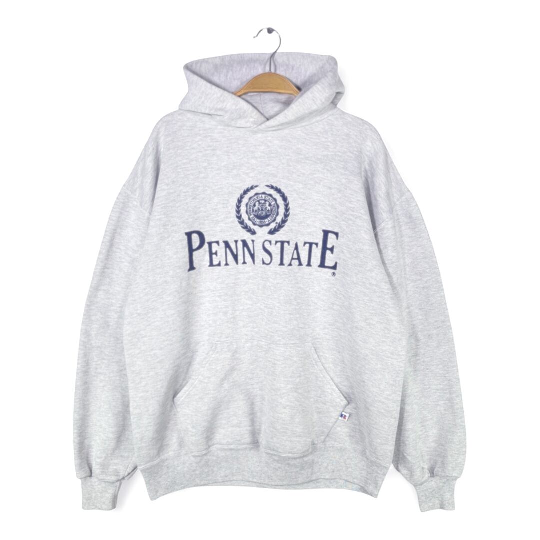 90s ラッセル USA製 ヴィンテージスウェットパーカー ペンシルベニア州立大学 カレッジ グレー PENN STATE メンズXL 古着 @CG0456