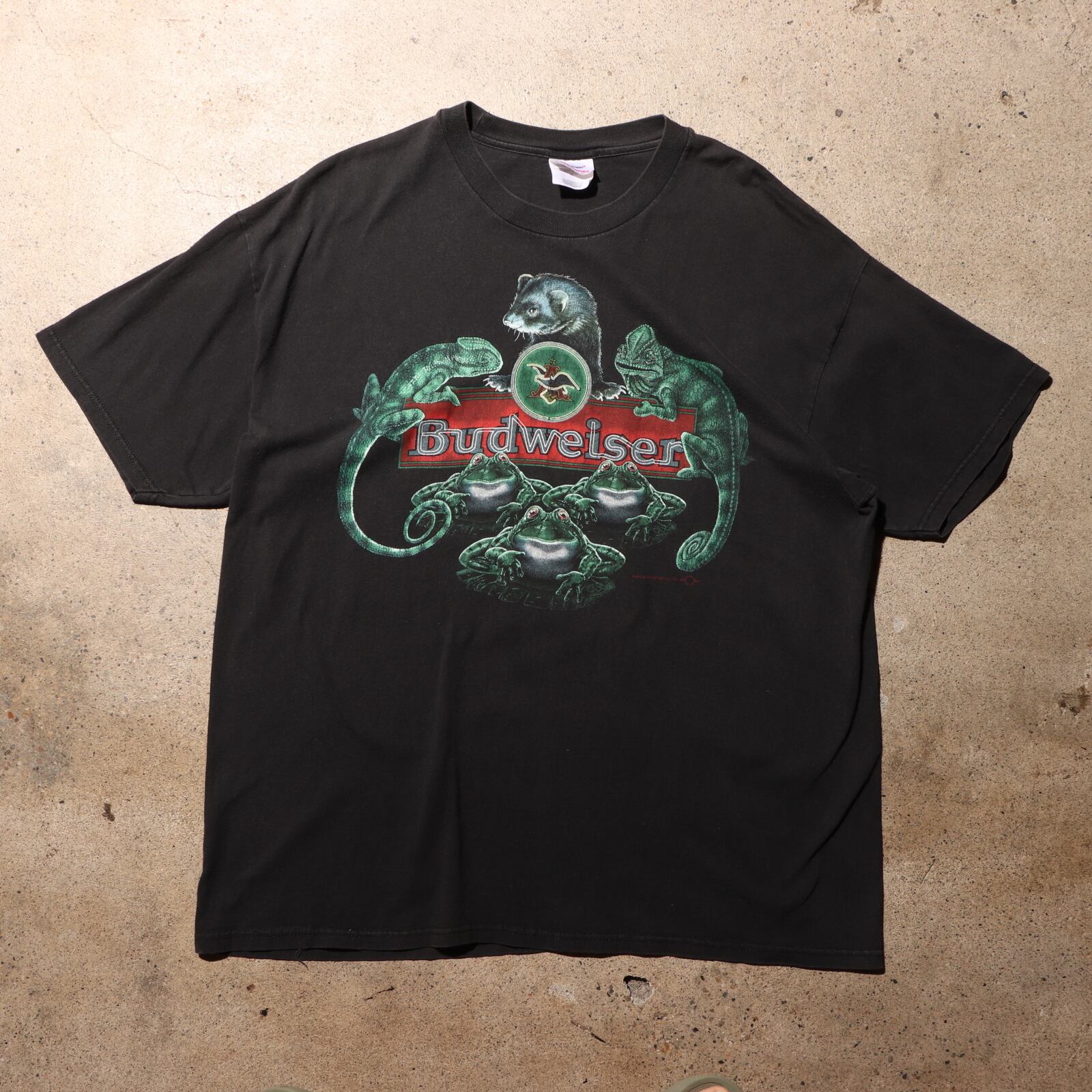 美品 XL 99年 バドワイザー frog カメレオン Tシャツ カエル 蛙 黒 