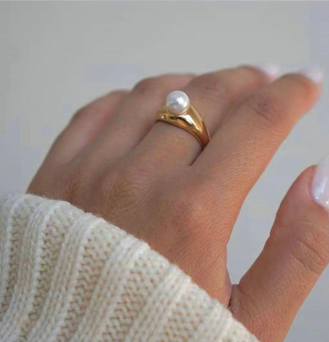 316L Pearl stone ring (R197)