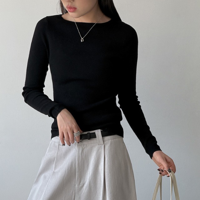 boat neck knit pullover 14666