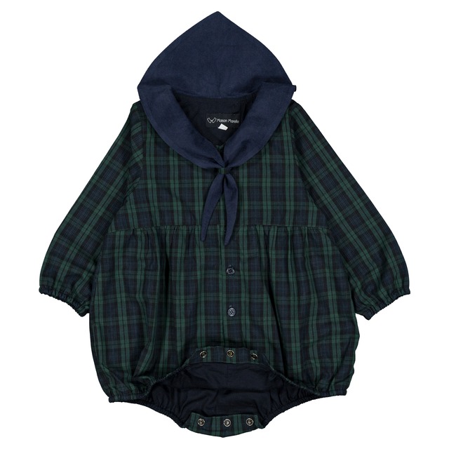 ご予約【MaisonMarelle】送料無料Romper ROI- tartan green & blue