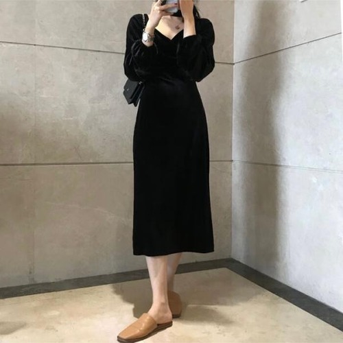 パーティードレス ドレス 結婚式 ロングドレス ロング フォーマル 2次会 謝恩会 ブラックドレス イブニングドレス 礼服 ナイトドレス 長袖