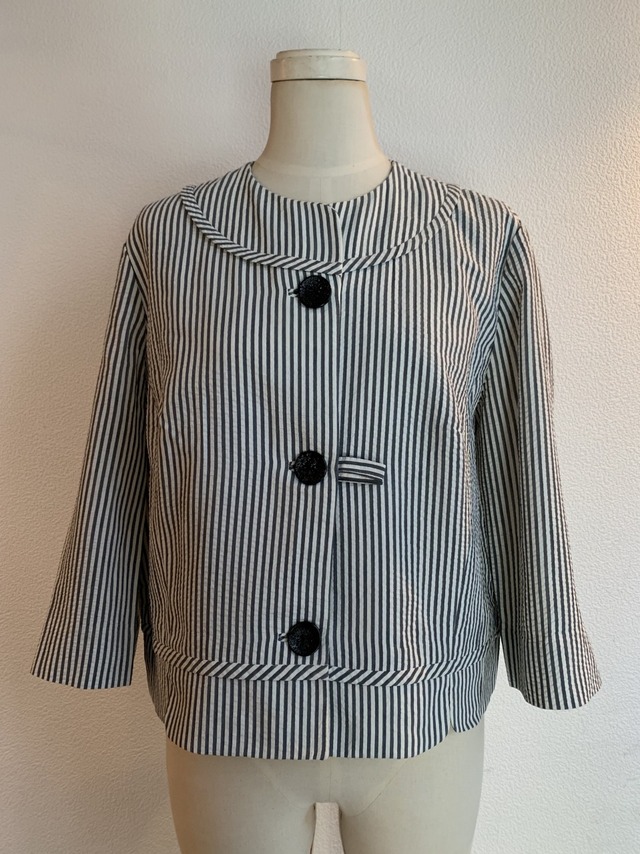 1950～60's No Collar Stripe Summer Jacket