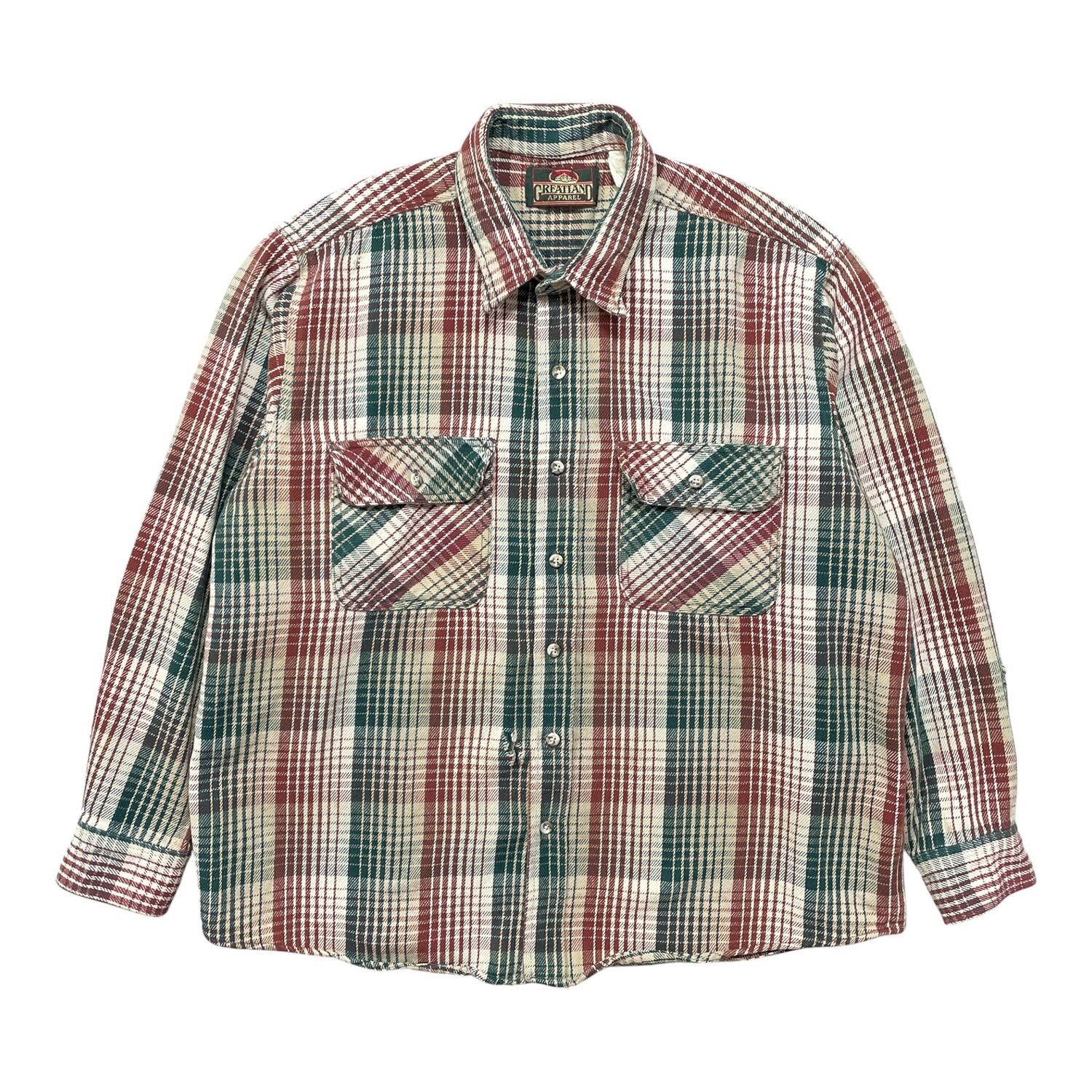 90S GREATLAND APPAREL ヴィンテージ ヘビーフランネル コットン 長袖