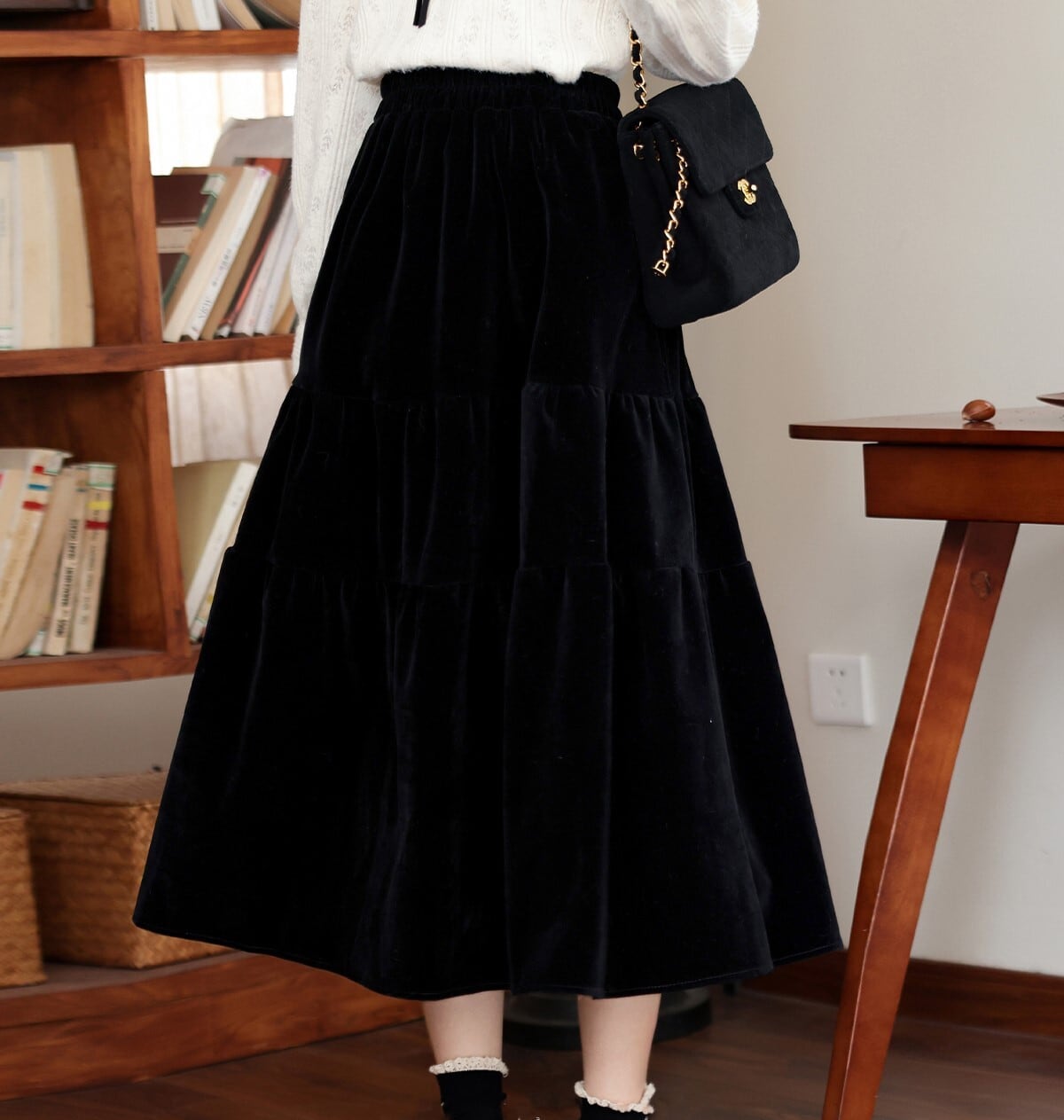 UTAA スカート+セーター タートルネックツイストニットセーターとスカートのセットアップ