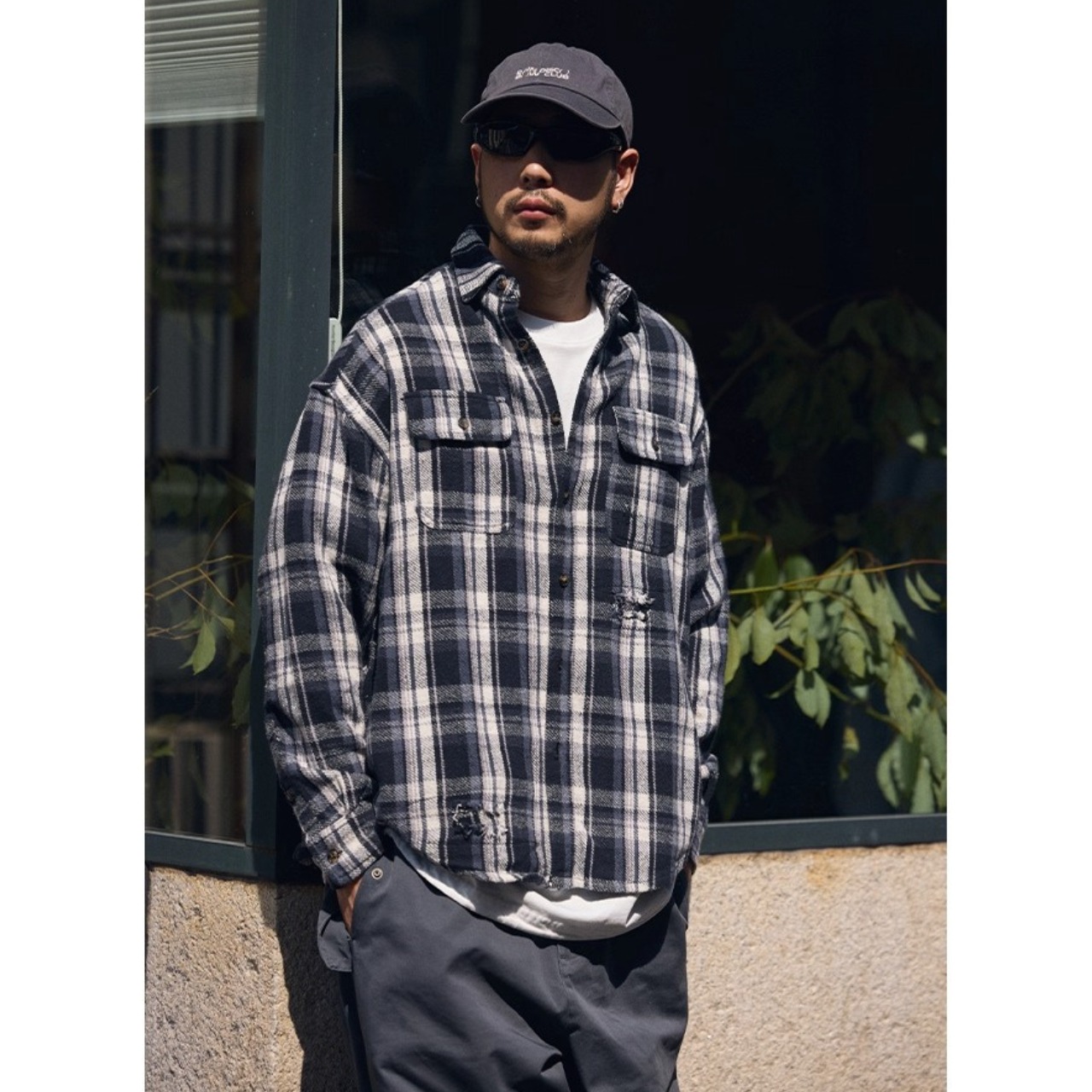 Check pattern button-up shirt 1128 - 2