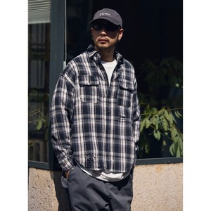 Check pattern button-up shirt 1128