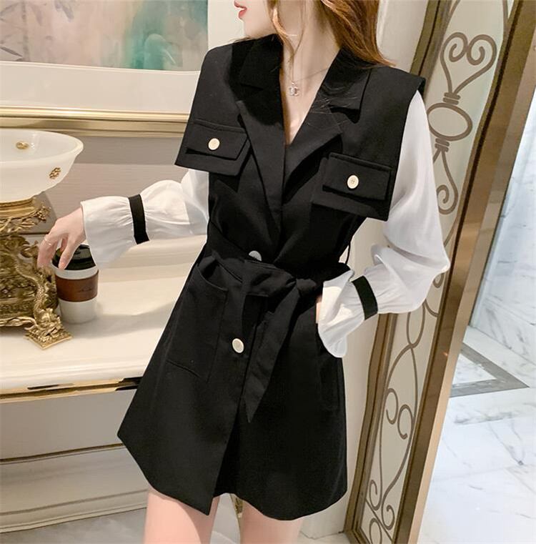 体型を選ばずおしゃれに決まる 気質 コート スーツスカートハイウエストスリム ワンビース