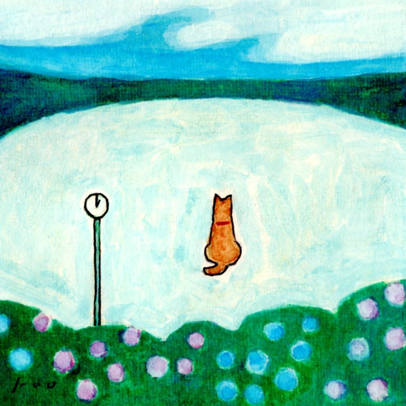 原画・水彩画】「雨上がり」 ※木製額縁入り（18㎝角） | 絵と額縁