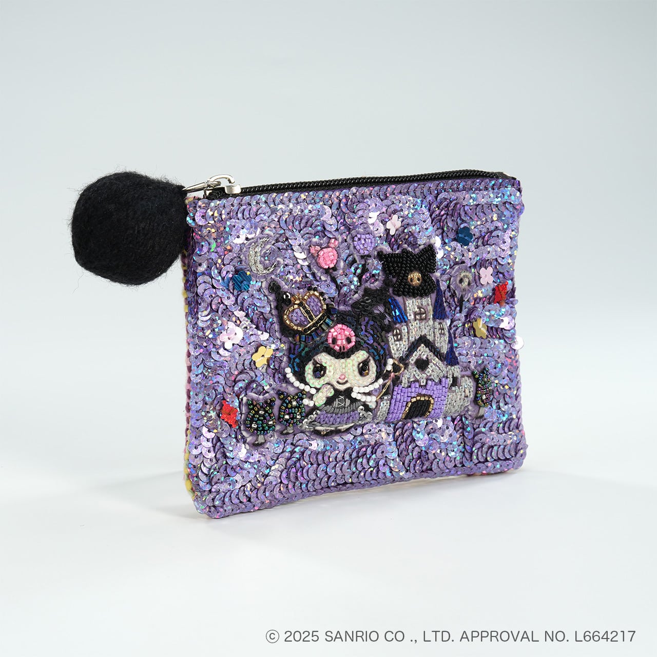 スパンコール刺繍ポーチ Kuromi | tamaobazaaar